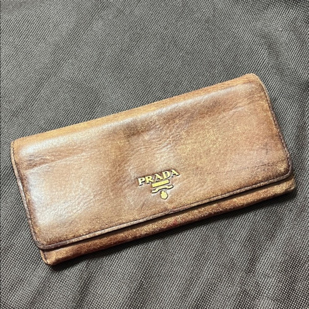 Authentic Prada Tan Leather Clutch